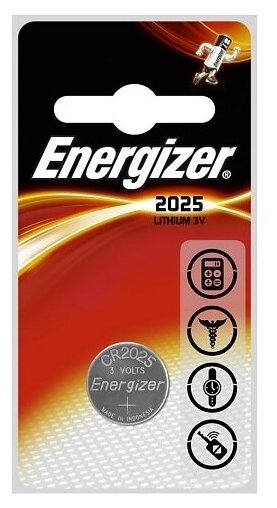 Батарейки миниатюрные литиевые ENERGIZER CR 2025  (1шт/блистер)  (1/10)      