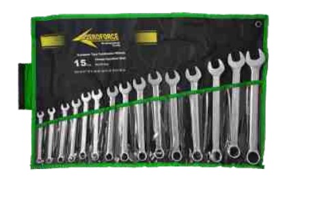 Набор ключей комбинирован. 15 шт (8,9,10,11,12,13,14,15,16,17,18,19,21,22,24) в планшете "AEROFORCE"