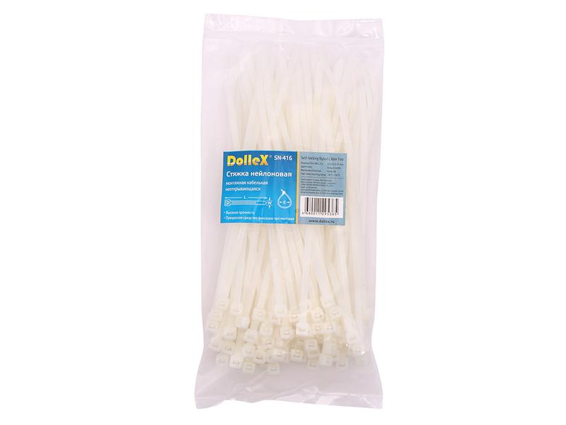 Хомут стяжка для электропроводки 3,6*150 нейлоновая (белый/упак.100 шт)  "Dollex"