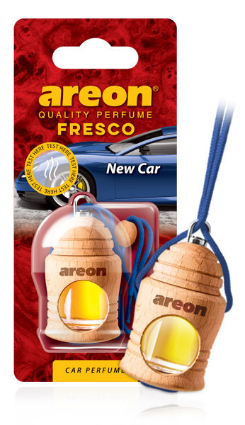 Ароматизатор подвесной (Бутылочка с деревянной крышкой) AREON FRESCO New Car/Новая машина