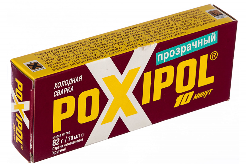 Холодная сварка прозрачная "POXIPOL" (2тюбика) 70мл  (1/24)