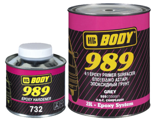 BODY Грунт-наполнитель 989  4:1 2К (эпоксидный/серый)   1л  (1/6) + отвердитель 989 EPOXY  (0,25л)