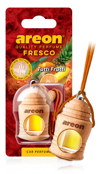 Ароматизатор подвесной (Бутылочка с деревянной крышкой) AREON FRESCO Tutti frutt/Тутти-фрутти 