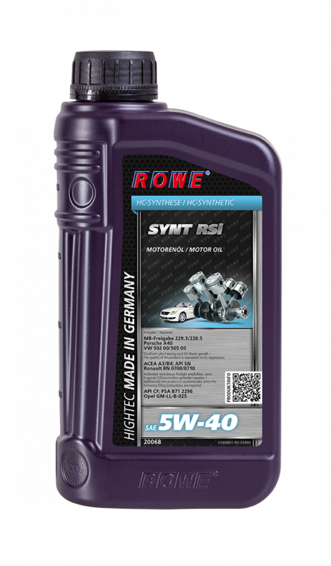 ROWE HIGHTEC SYNT Rsi 5W-40 (SN/CF, А3/В4) синт. 1л (1/12)