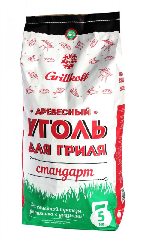Уголь древесный "Стандарт" 5кг "Grillkoff" 