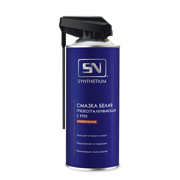 Смазка белая грязеотталкивающая, с распылителем  (аэрозоль) SYNTHETIUM  520мл (1/12)