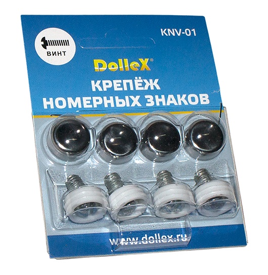 Крепеж номерного знака (винт) с заглушкой-колпачком хром (к-т 4шт) "Dollex"