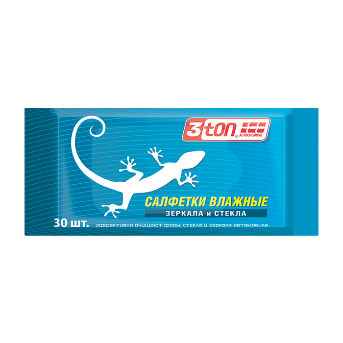 Салфетки влажные для зеркал и стекол  200ммх150мм 30шт (1/16)  3ton ТХ-251  