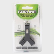 Адаптер автомобильный в прикуриватель на 2 гнезда USB (Y-type) "CARLINE"(черный)  "AZARD" (1/1)