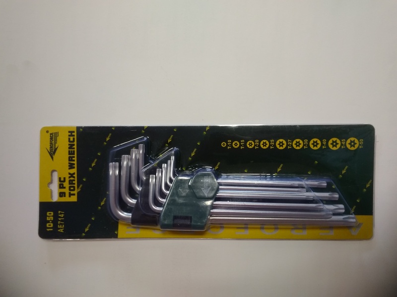 Набор угловых ключей Torx удлиннённых (9шт)(T10,15,20,25,27,30,40,45,50) CR-V  "AEROFORСE"