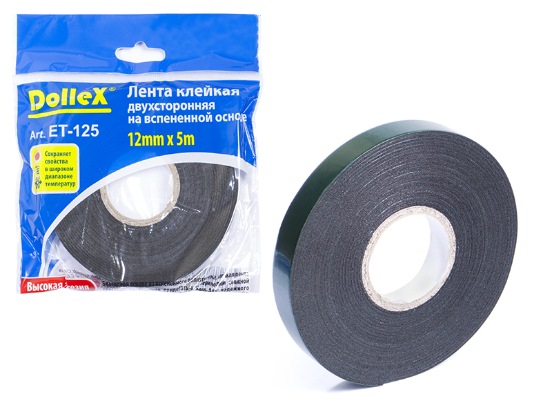 Скотч двухсторонний  (12мм х 5м) "DolleX"
