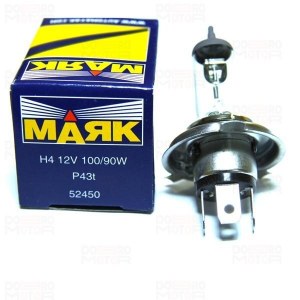 Лампа  Н4 12V 100/90W (Р43t) Clear  "Маяк"  (1/1)